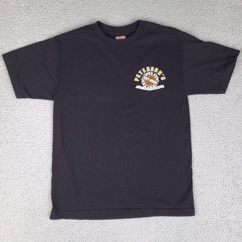 Harley Davidson T-Shirt Mens Medium Black Peterson's Miami FL 60th Anniversary